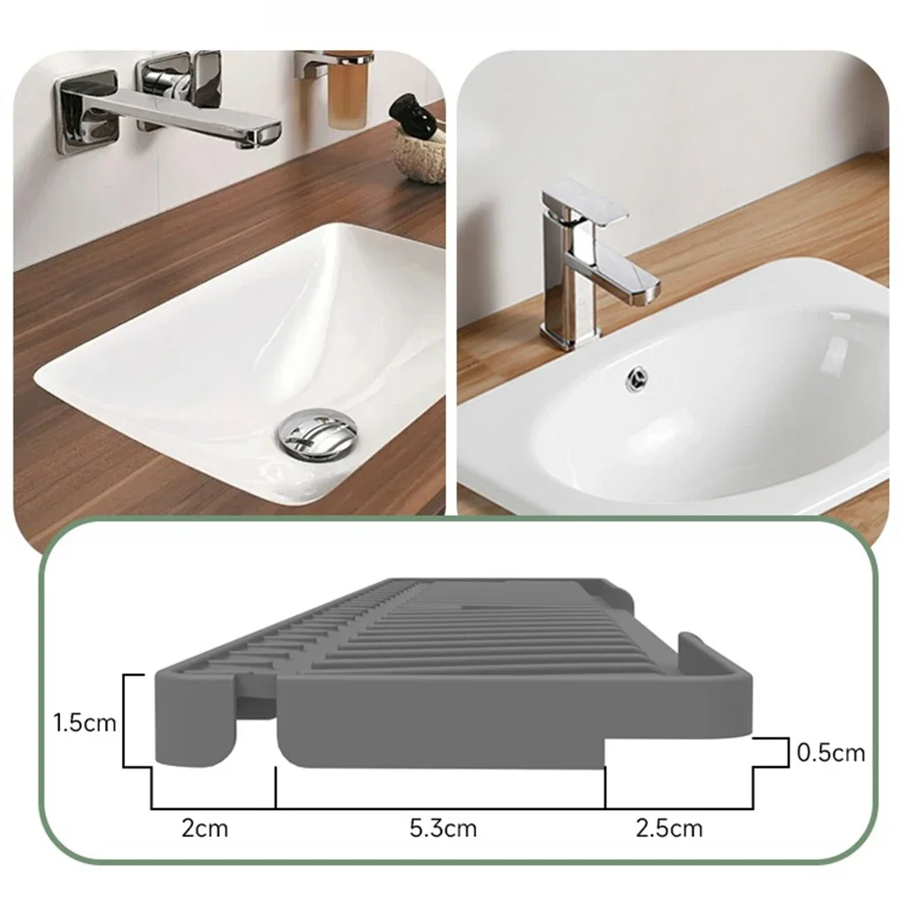 1x 17.7inch Silicone Sink Mat Kitchen Sink Slope Splash Guard Countertop Protector Slope Efficient Drainage Kitchen Tools