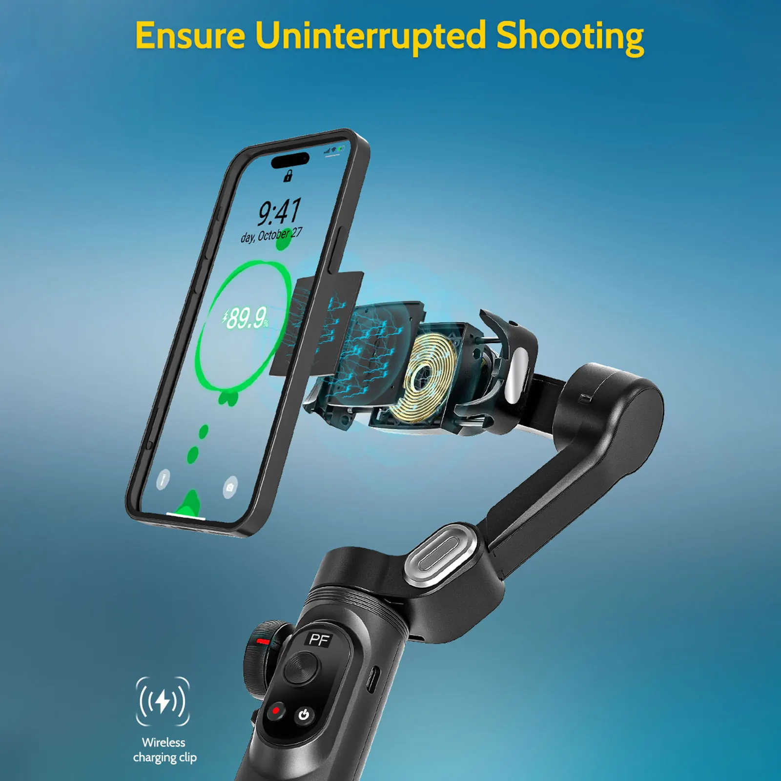 AOCHUAN Smart XPro Smartphone Gimbal Stabilizer LED Lights OLED ScreenThree Axis Gimbal Gesture Controls for Android and iPhone 4