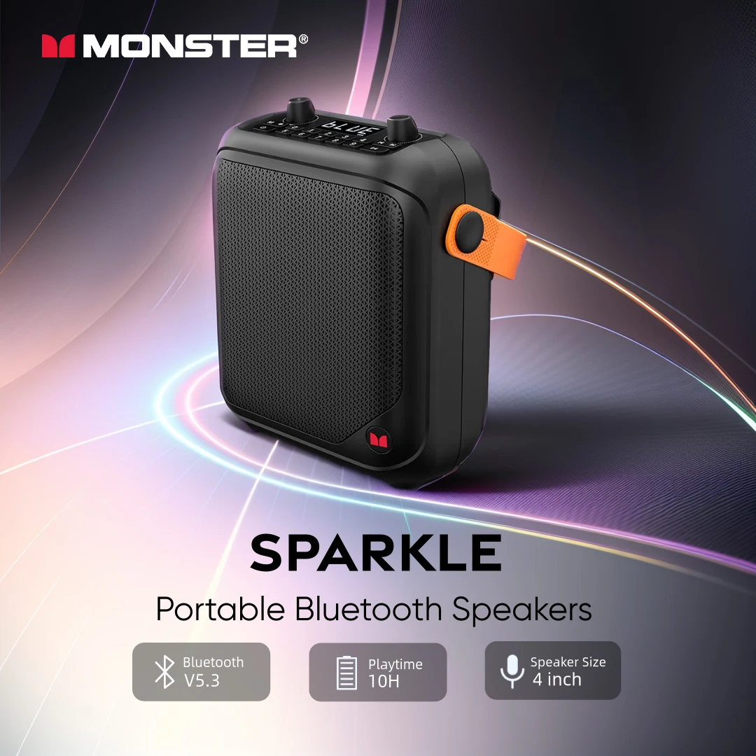 

Monster Portable Bluetooth Speakers Wireless Outdoor Loudspeakers 10H Playtime Support TF Card AUX FM Radio for Indoor Outoor