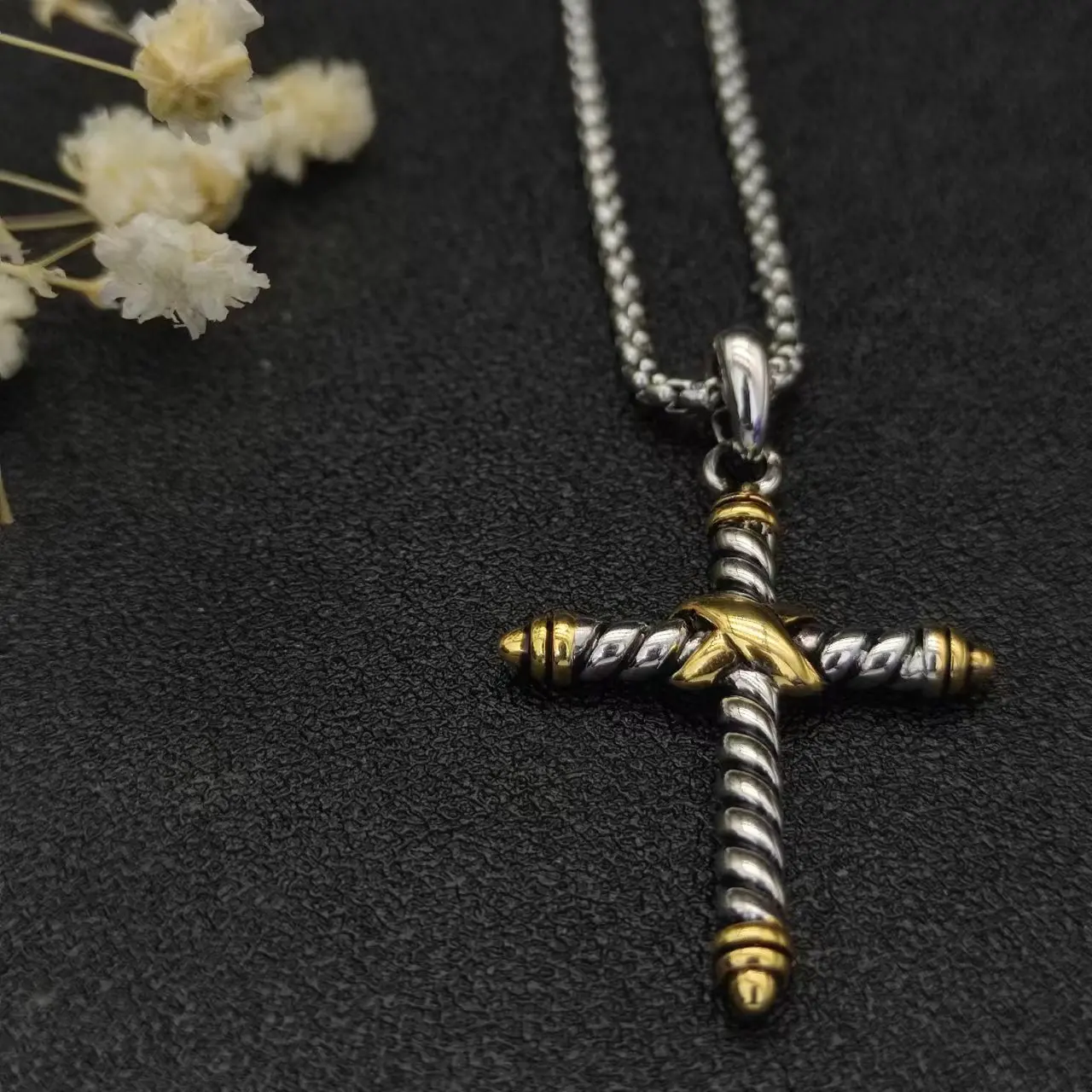 

May Davidy Jewelry 925 Sterling Silver Cable X Cross Necklace 2023 New Stylependientes Charm Fashion Athens