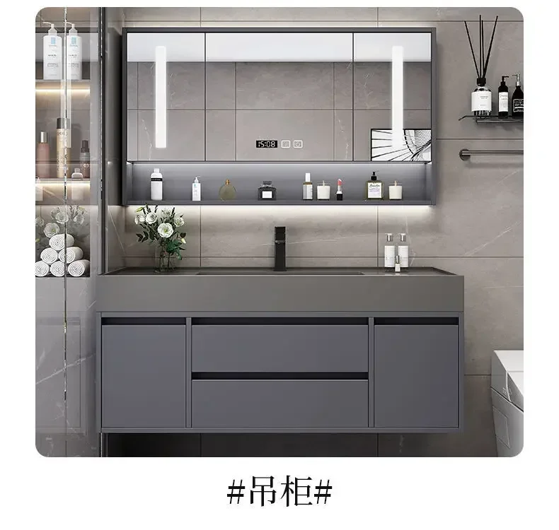 Bathroom Vanity Cabinet Luxury Sink Cabinets Minimalist Modern Integrated Washbasin Smart Mirror Furniture New