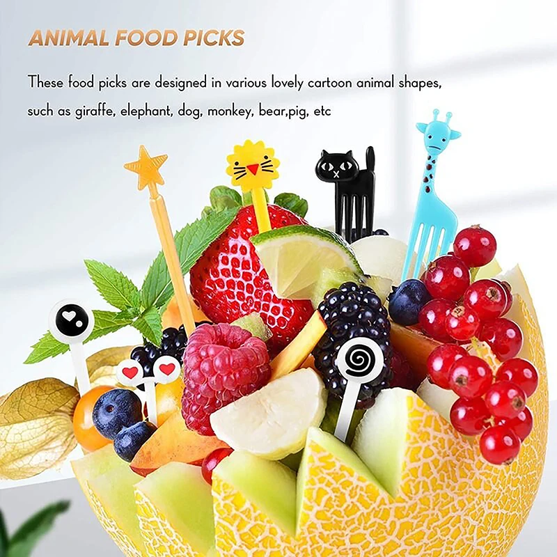 Description Picture 6 of itemAnimal Fruit Fork Food Grade Plastic Mini Cartoon Kids Cake Fruit Toothpick Bento Lunch Bento Accessories Party Decoration Gift