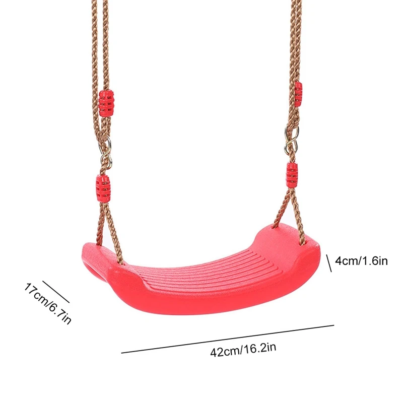 1 PCS Swing Seat Board Plastic Swing Set Easy Install Swing Set With Rope Red Maximum Load 86Kg For Boys Girls Outdoor Garden 6