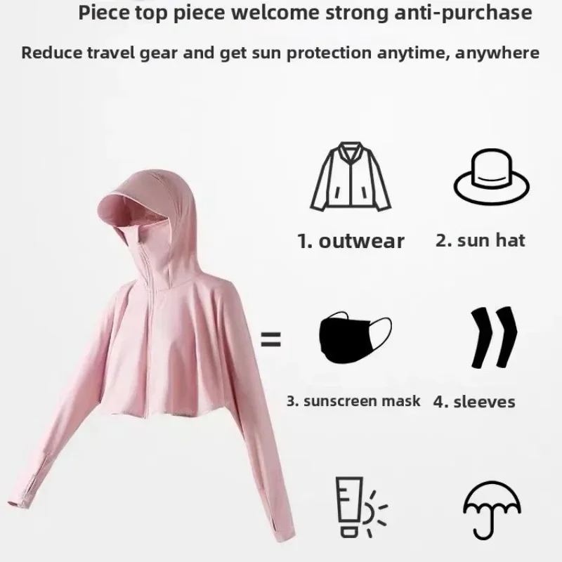 Ice Silk Sun Protection Clothes For Women Cape Style Spring And Summer UV Resistant Hooded Breathable 6