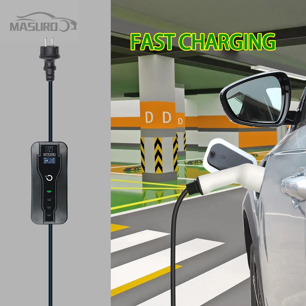 Type 2 IEC 62196-2 16A 1 Phase Portable EV Charging Schuko Plug Electric  Car Charger 5M Cable Adjustable - AliExpress