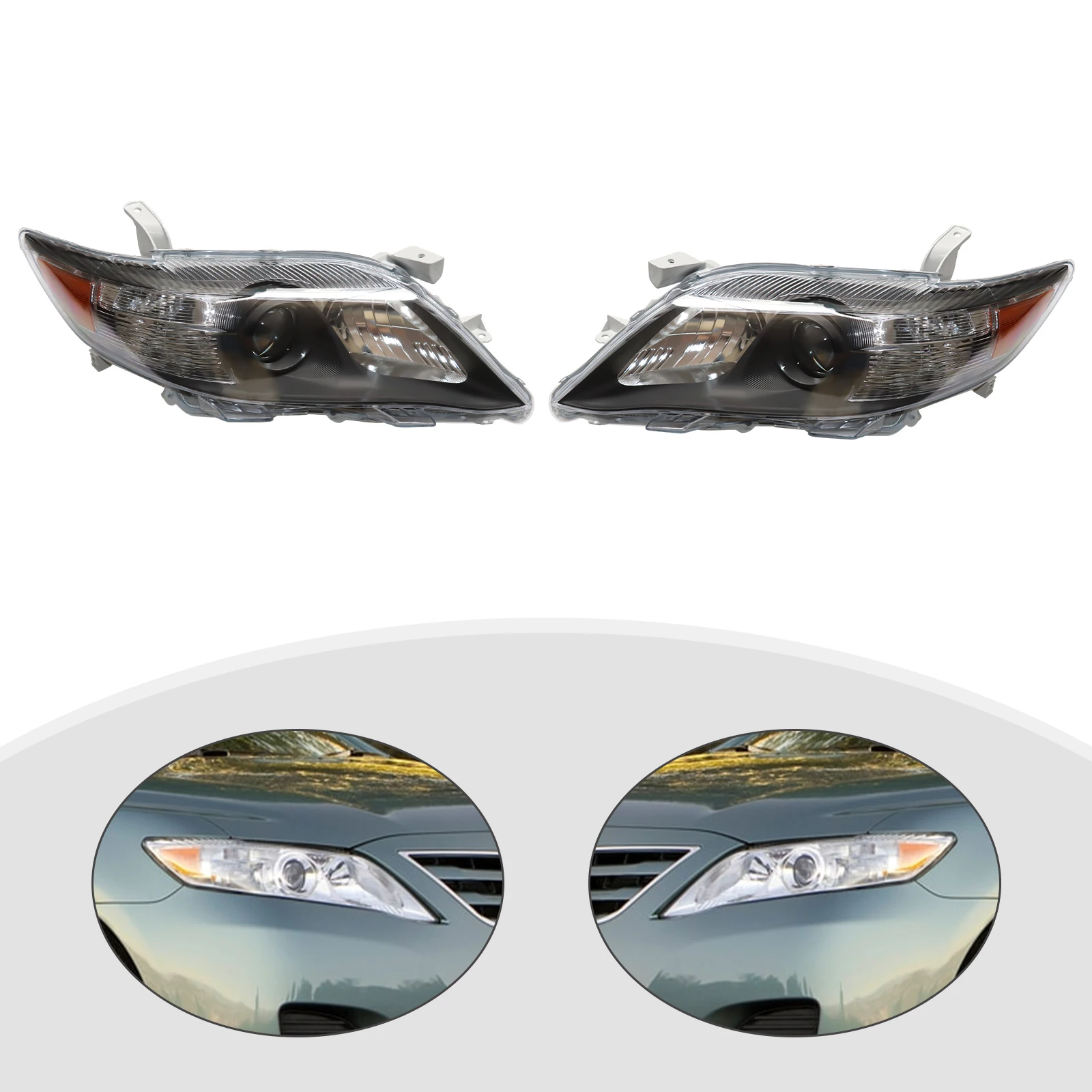 

Headlights Projector Replacement Left & Right Side Black Housing For 2010-2011 Toyota Camry