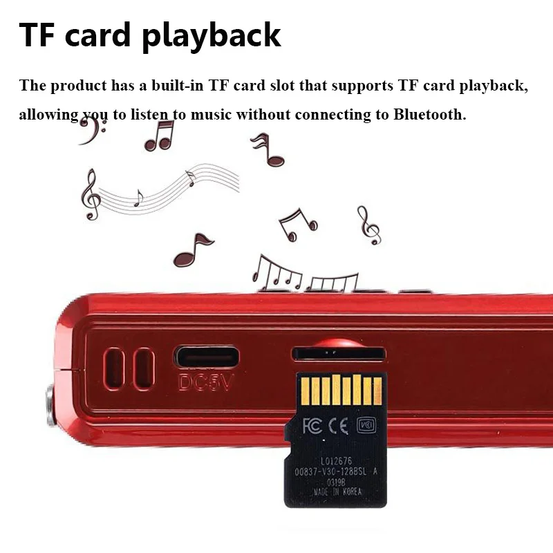 Mini Pocket FM Radio Large LED Screen Radios Receiver with Flashlight Wireless Bluetooth Speaker Recorder Handsfree Call TF Play