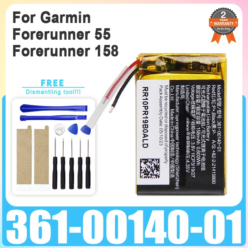 Nova bateria de relógio 361-00140-01 para Garmin Forerunner 55 / 158 GPS Bateria de substituição de relógio + ferramentas