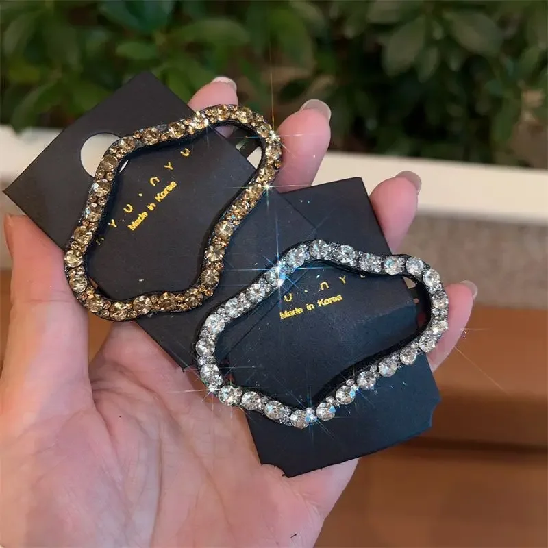 2pcs Women Hairpin Full Diamond Cloud Shaped Back Head Hairpin Broken Hairs Finishing Headdress Grab Clips Rhinestones Headwears