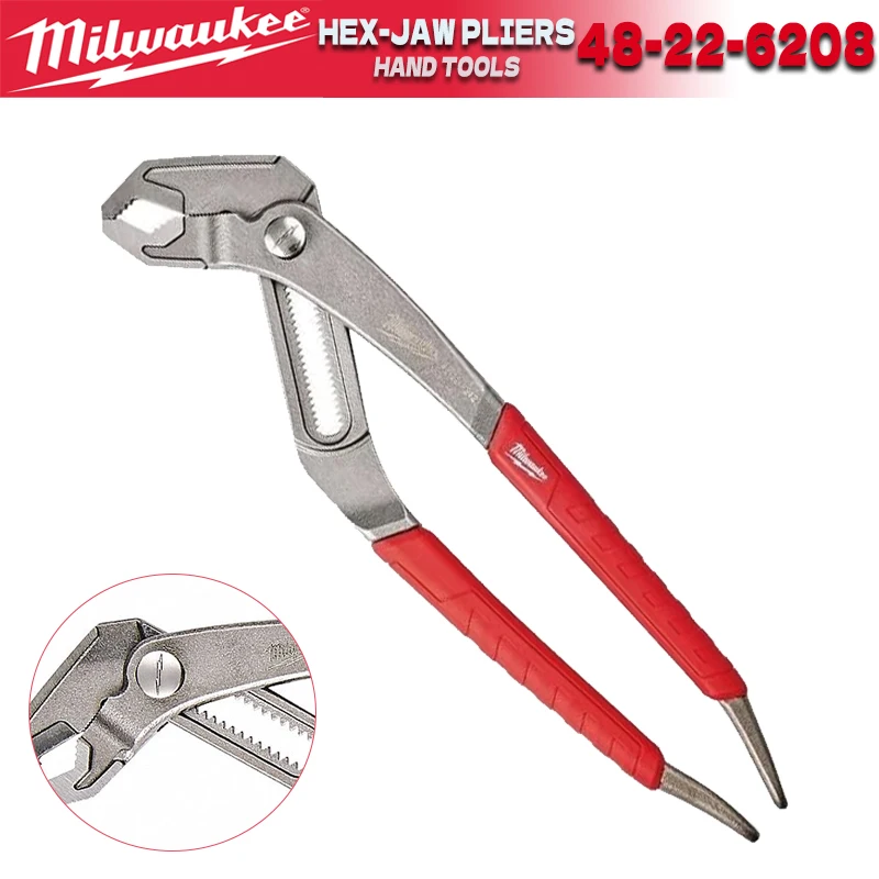 Milwaukee 8-Inch V-Jaw Hex Pliers With Reaming Head & Quick Adjust - 16 Position Metal Tool