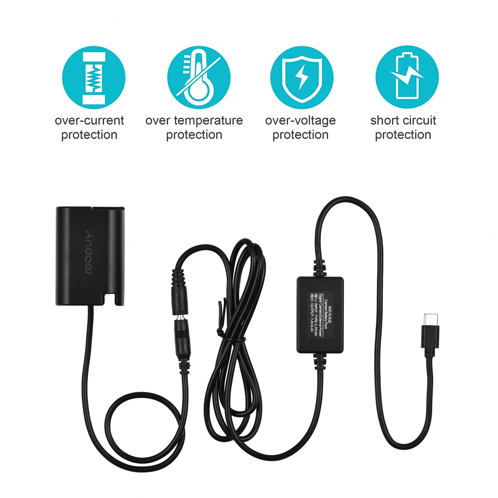 FocusFoto USB-C Type-C To DMW-BLK22/DMW-DCC17 Decoded Dummy Battery Power Adapter Cable For Panasonic Lumix S5 DC-S5 DC-S5K GH5M2 GH6 Camera