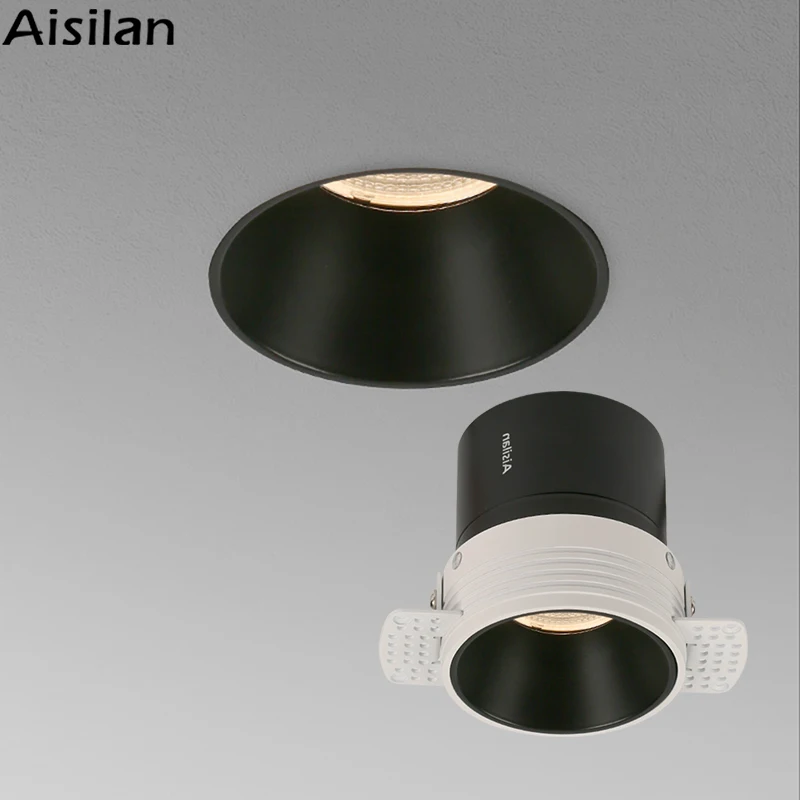 Aisilan LED Recessed Downlight COB Chip CRI97 Frameless Spot Lamp Minimalist Easy Installation for Living Room Bedroom led downlight led spotlight