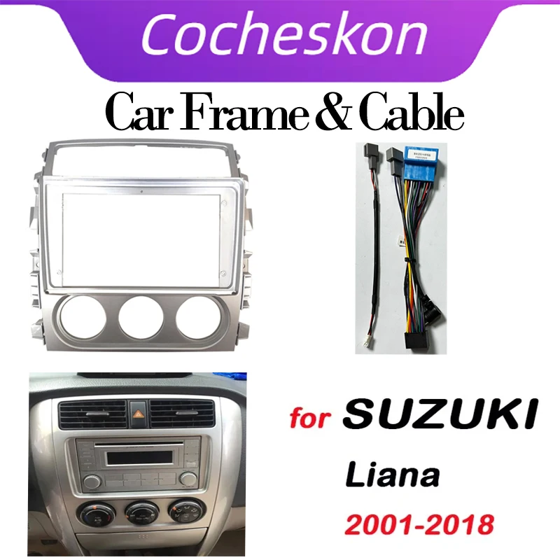 

Автомобильные аксессуары Cocheskon, 2 Din, 9 дюймов, рамка панели радио, DVD, GPS, MP5 для Suzuki Liana 2001-2018, комплект крепления приборной панели