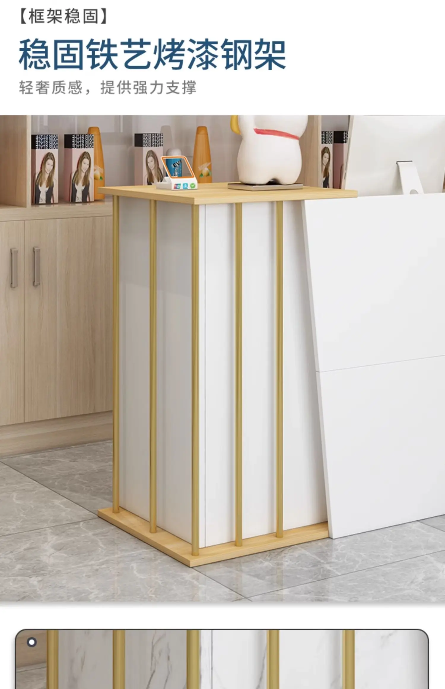 Description Picture 6 of itemDisplay Cabinet Reception Desks Tall Bar Counter Beauty Salon Reception Desk Office Cashier Toonbank Winkel Commercial Furniture