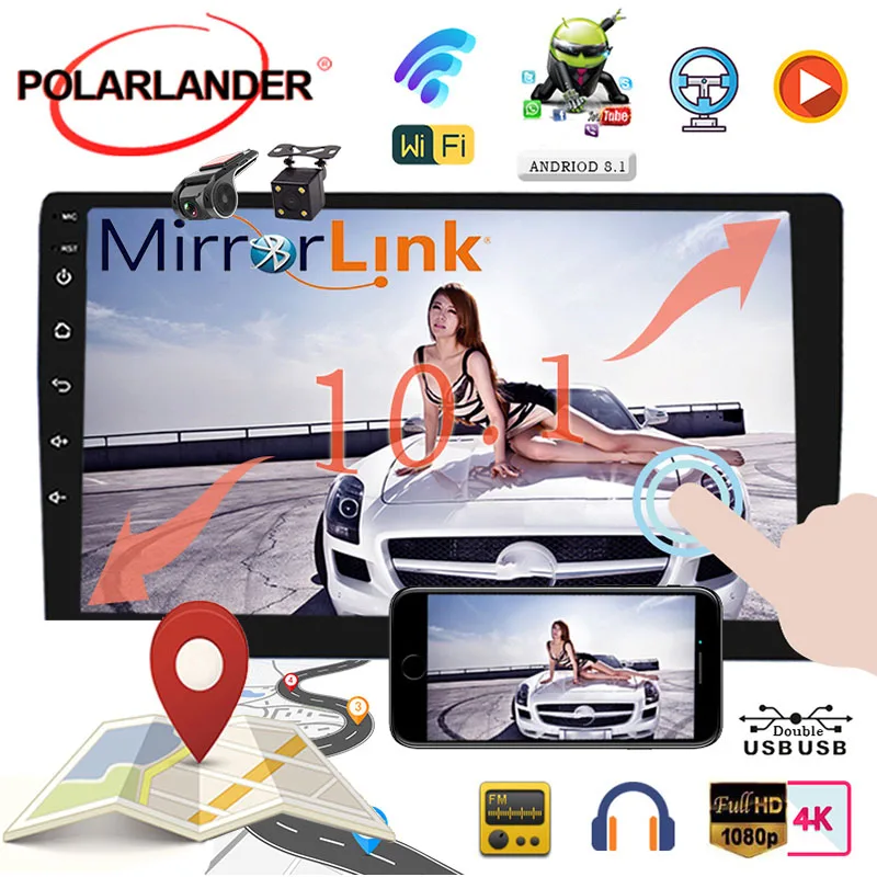 

Автомагнитола 2 Din, 10 дюймов, Android 8,1, мультимедийный плеер, GPS-навигация, универсальный Wi-Fi Bluetooth MP5 плеер для Kia Hyundai Toyata