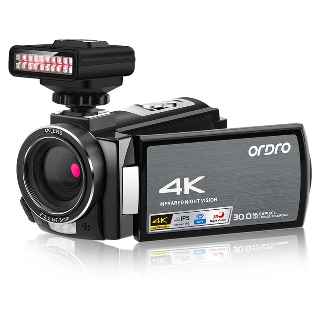 Camara Digital Camcorder Ordro AE8 4K Professional Infrared Night Vision Youtuber Vlogging Camera Filmadora with