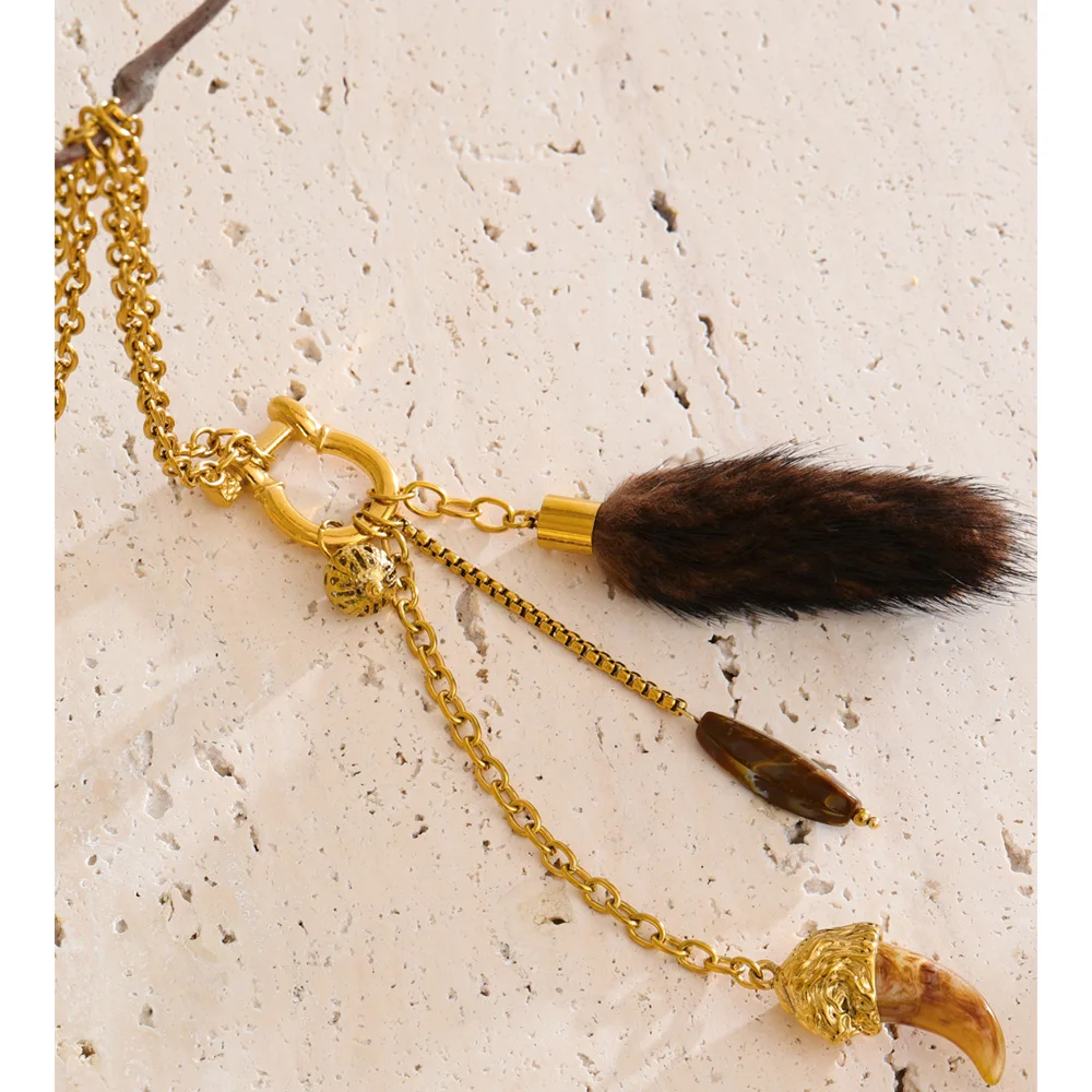 Yhhpup Chain Necklace Design Stainless Steel Acrylic Pendant Autumn Winter