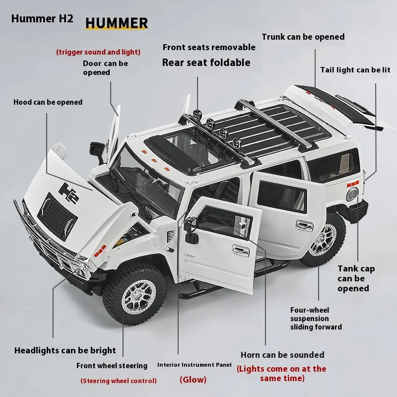 置物 hamham2L Simulation 1:18 Hummer H2 Alloy Off Road Car Diecast Metal Model