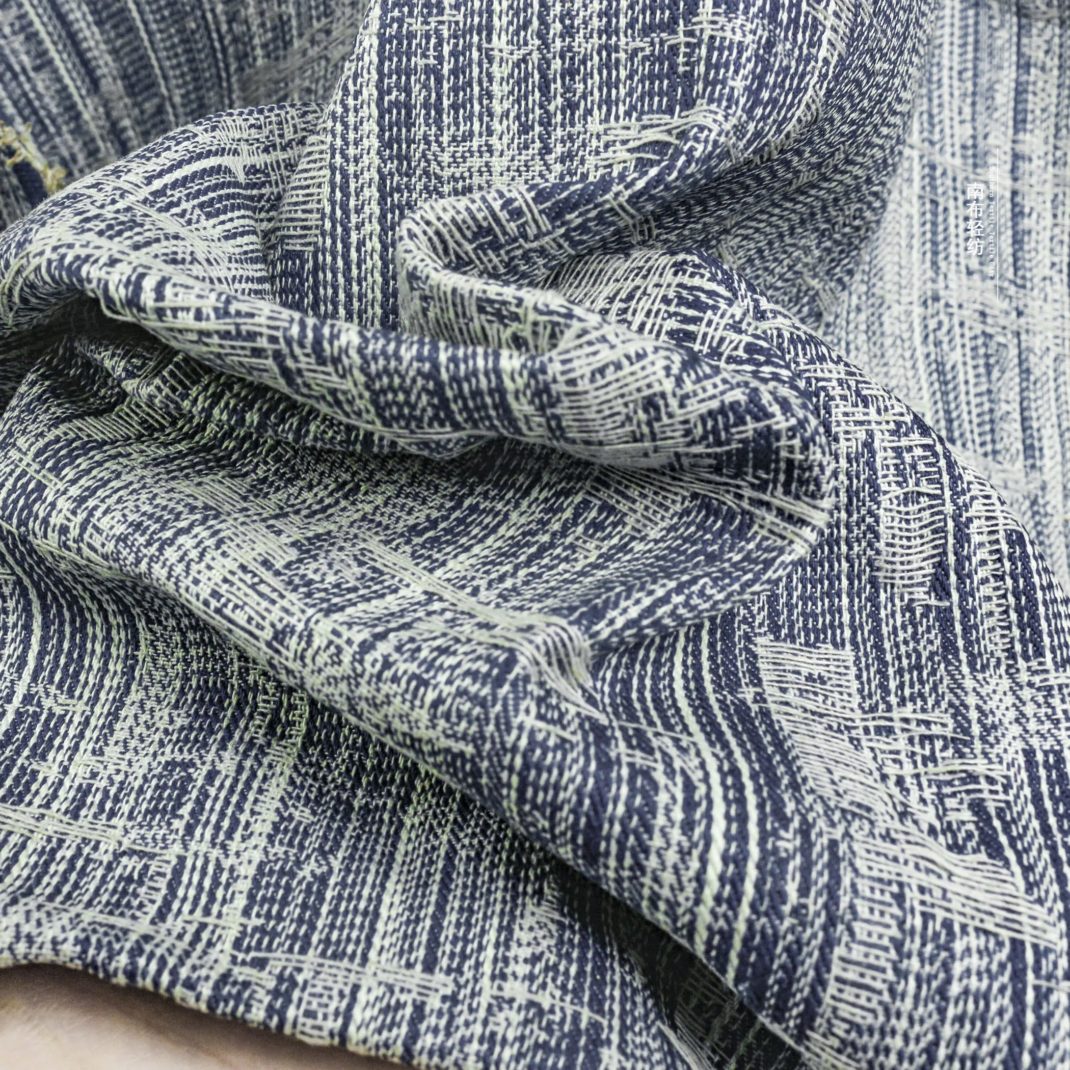 Bamboo Pattern Vintage Denim Horizontal and Vertical Line Three-Dimensional Cloth Washed Denim DIY Skirt Bag Clothing Fabric