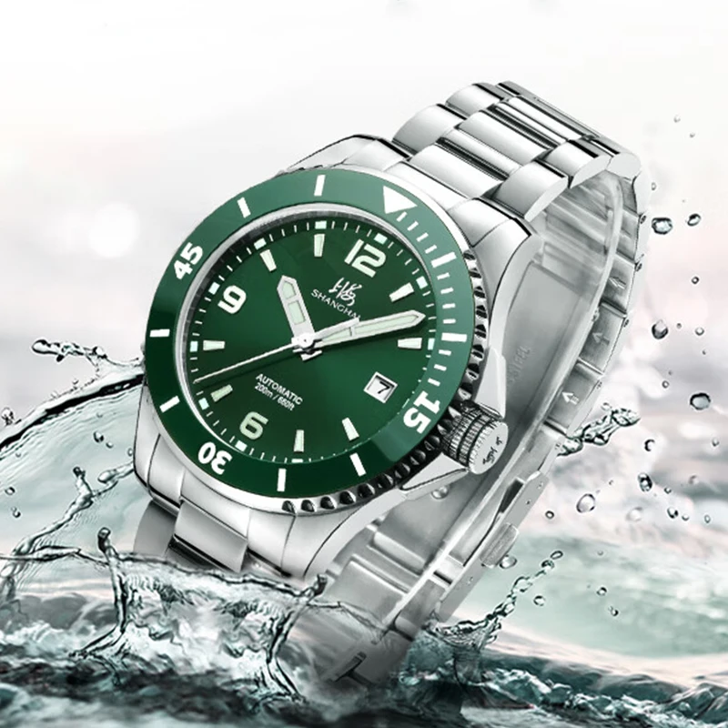 shanghai watch 200m waterproof mechanical men's dive watch 41mm ceramic bezel automatic wristwatch calendar luminous watch s3080 Shanghai Watch 200M Waterproof Mechanical Men's Dive Watch 41mm Ceramic Bezel Automatic Wristwatch Calendar Luminous Watch S3080 5
