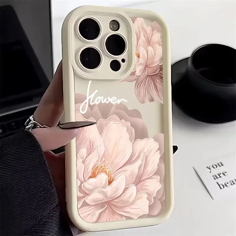 Charming Lotus Flower Oil Painting Silicone Phone Case