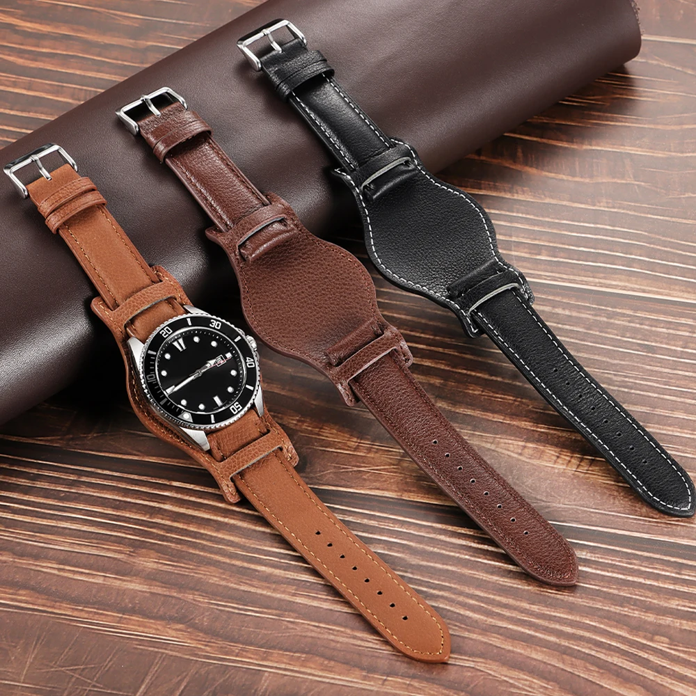Vintage-Style Genuine Leather Watch Strap Bracelet