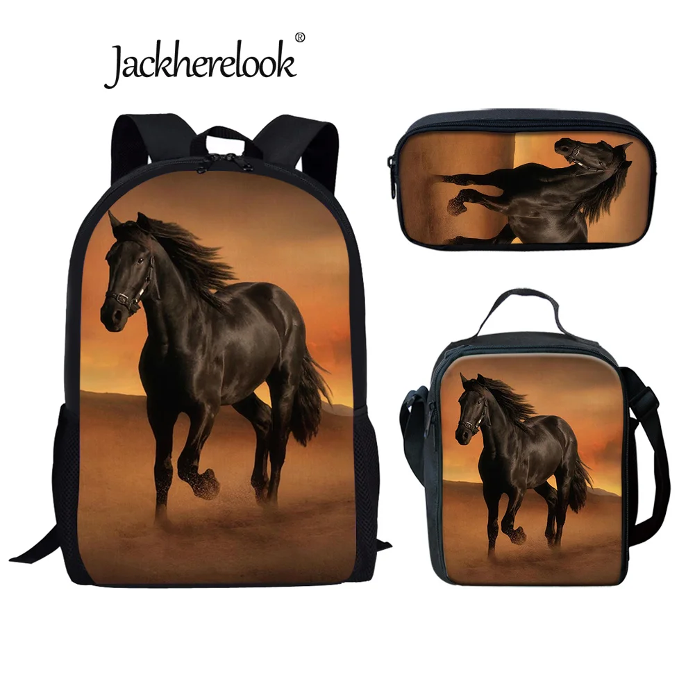 jackherelook-–-sac-a-dos-pour-enfants-3-pieces-ensemble-pour-ecoliers-garcons-et-filles-imprime-3d-cheval-sauvage-grande-capacite-mochila