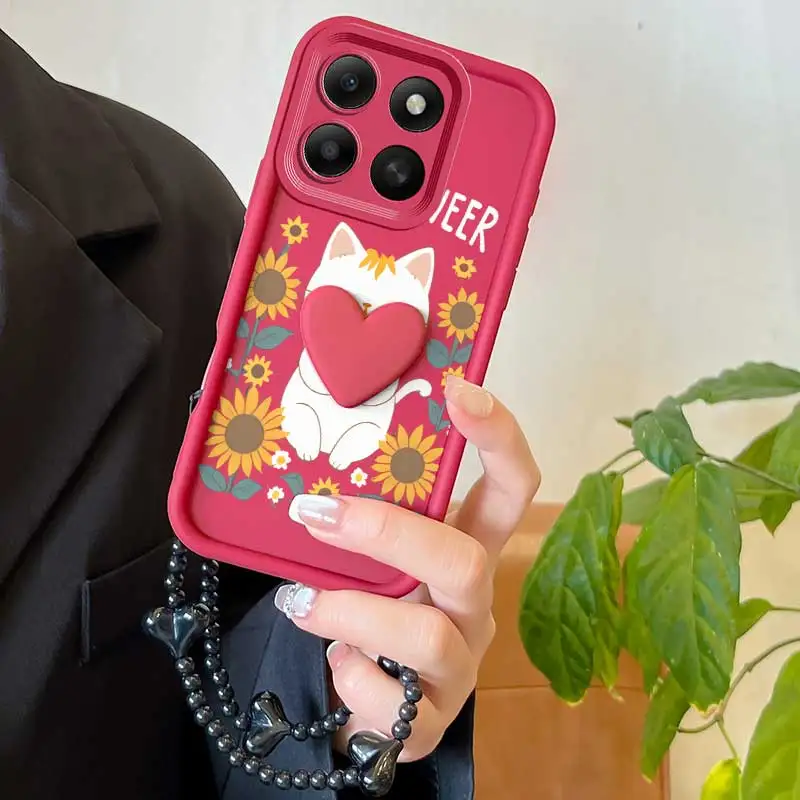 3-Piece Set: Happy Cat Phone Case with Lanyard and Craft Embellishments