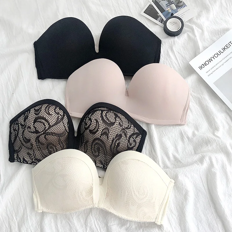 

Strapless Underwear for Women Without Steel Rings Gather Sexy Traceless Bra Wedding Dress Invisible Bra Push Up Sexy Lingerie