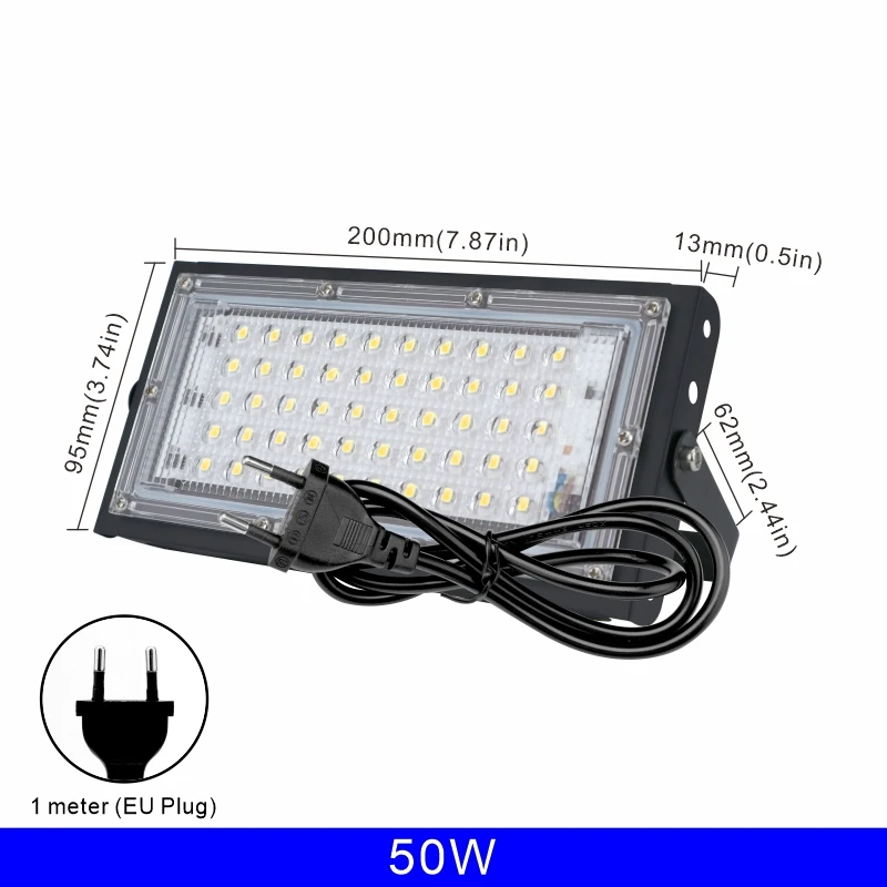 ตัวเลือกสินค้า ไฟส่องถนน LED 100W กันน้ำ IP65 พร้อมปลั๊ก EU 1 เมตร