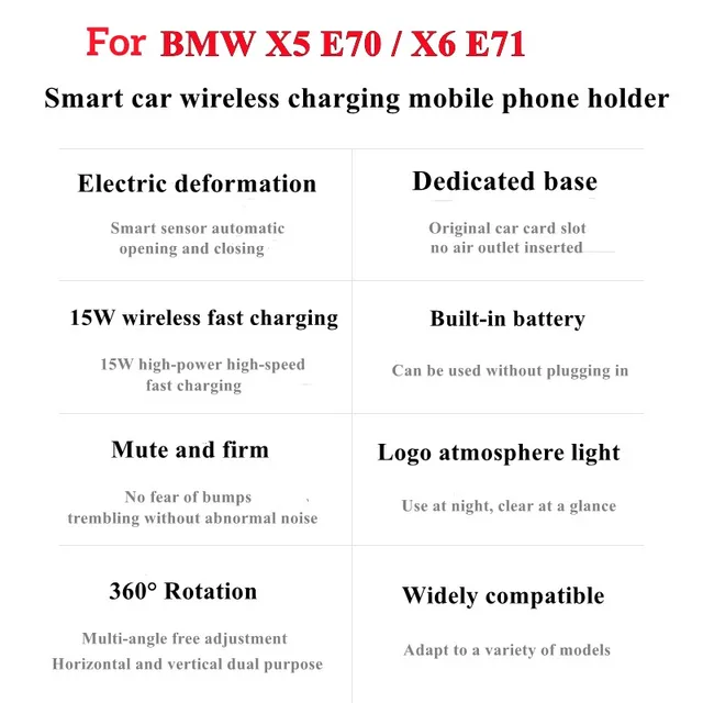 Aluminium-Legierung Handyhalterung Auto Mittelkonsole Lüftungsschlitz Handy  Halterung Trim für BMW X5 E70 2007-2013 BMW X6 E71 2008-2013