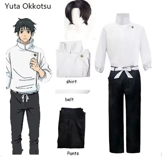Anime-Cosplay-Kostüm „Jujutsu War“ von Junta Okura, universelle Halloween-Partyuniform, Oberteil + Hose + Gürtel – Detail 4