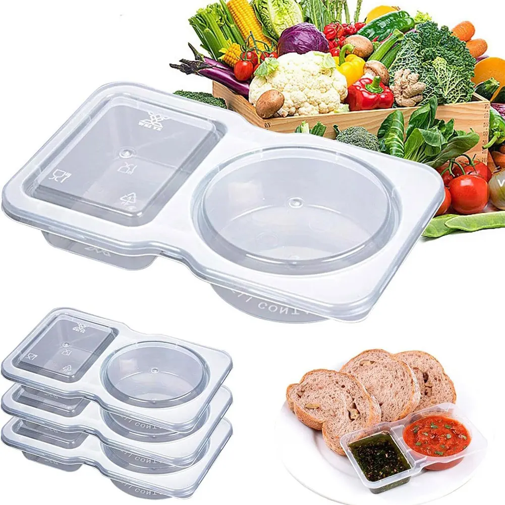 Disposable Seasoning Container Leak Proof Transparent Condiment Container Sealed Plastic Portion Cup for Outdoor Picnic Travel