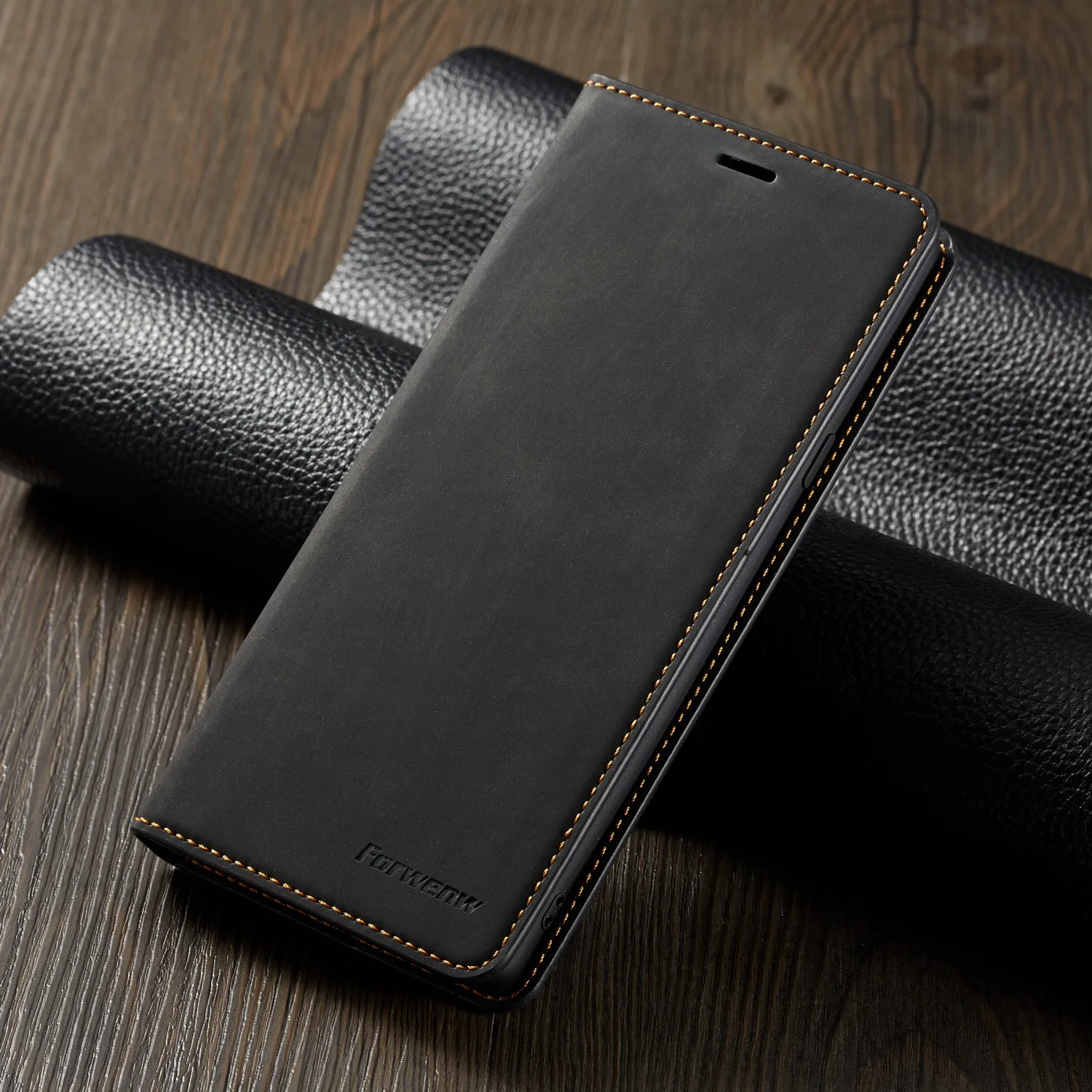 Ultra Slim Leather Wallet Case – Magnetic Card Holder Flip Cover, Luxury Solid Color