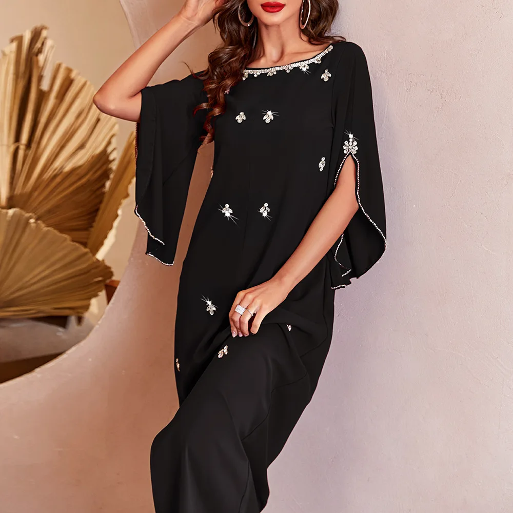 Moroccan Caftan Eid Party Diamonds Abaya Muslim Women Long Maxi Dress Turkey Arabic Kaftan Evening Gowns Dubai Jalabiya Vestidos