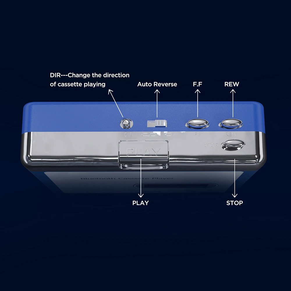 Portable Bluetooth Cassette Player Walkman Portable Cassette Tape Player Music Tape Recorder Output to Headphone