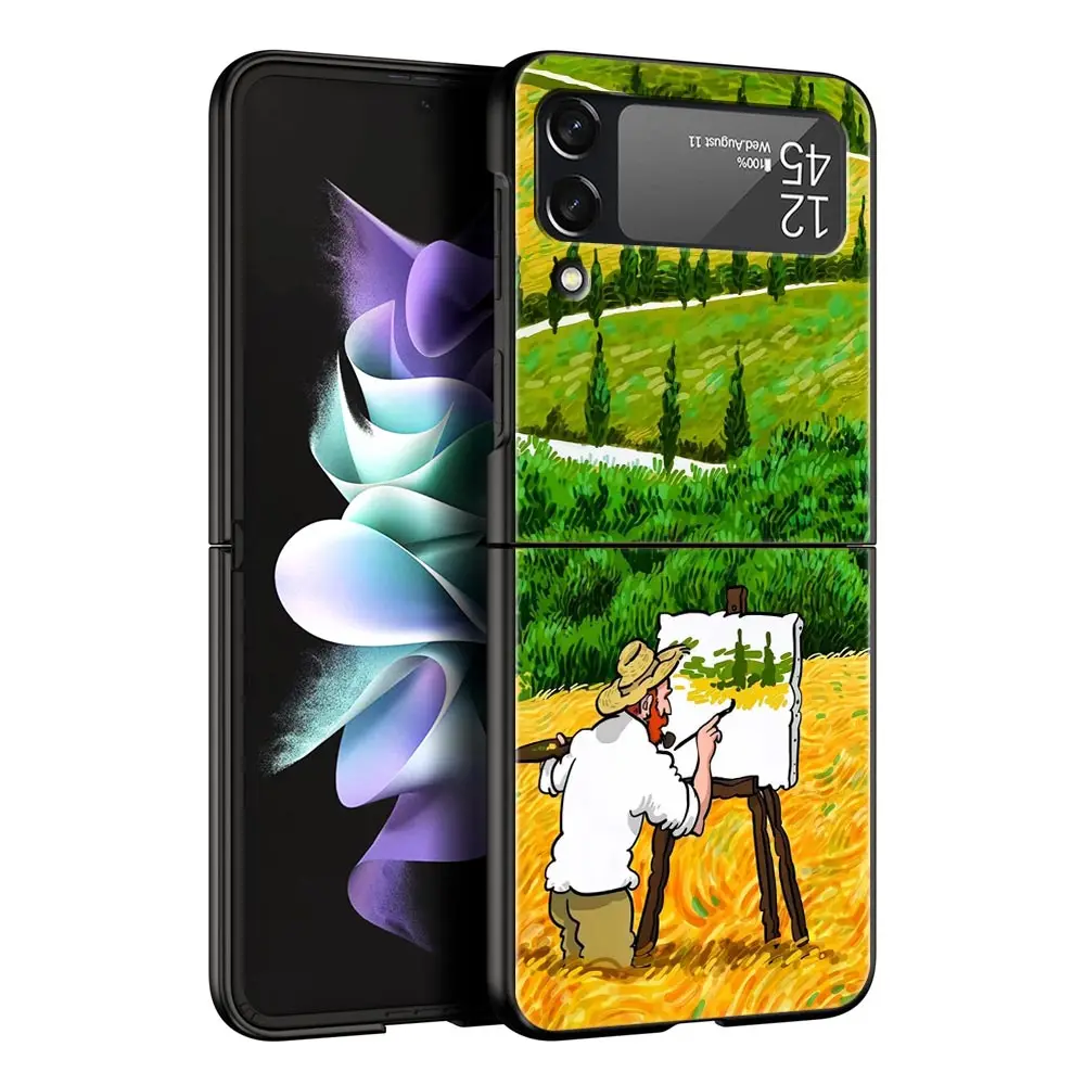 Van Gogh Sunflowers & Starry Night Folding Phone Hard Cover Case