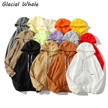 

GlacialWhale Mens Oversized Hoodies Men 2022 New Women Unisex Sweatshirt Male 340g Streetwear 100% Cotton 15 Colors Hoodies Men