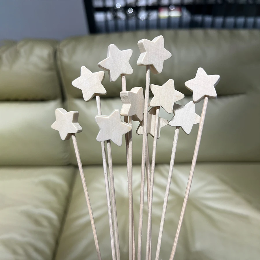 10pcs Wood Star Shape Aroma Diffuser Natural Rattan Sticks Reed Diffuser Sticks for Home Fragrance Air Freshener Reed Sticks