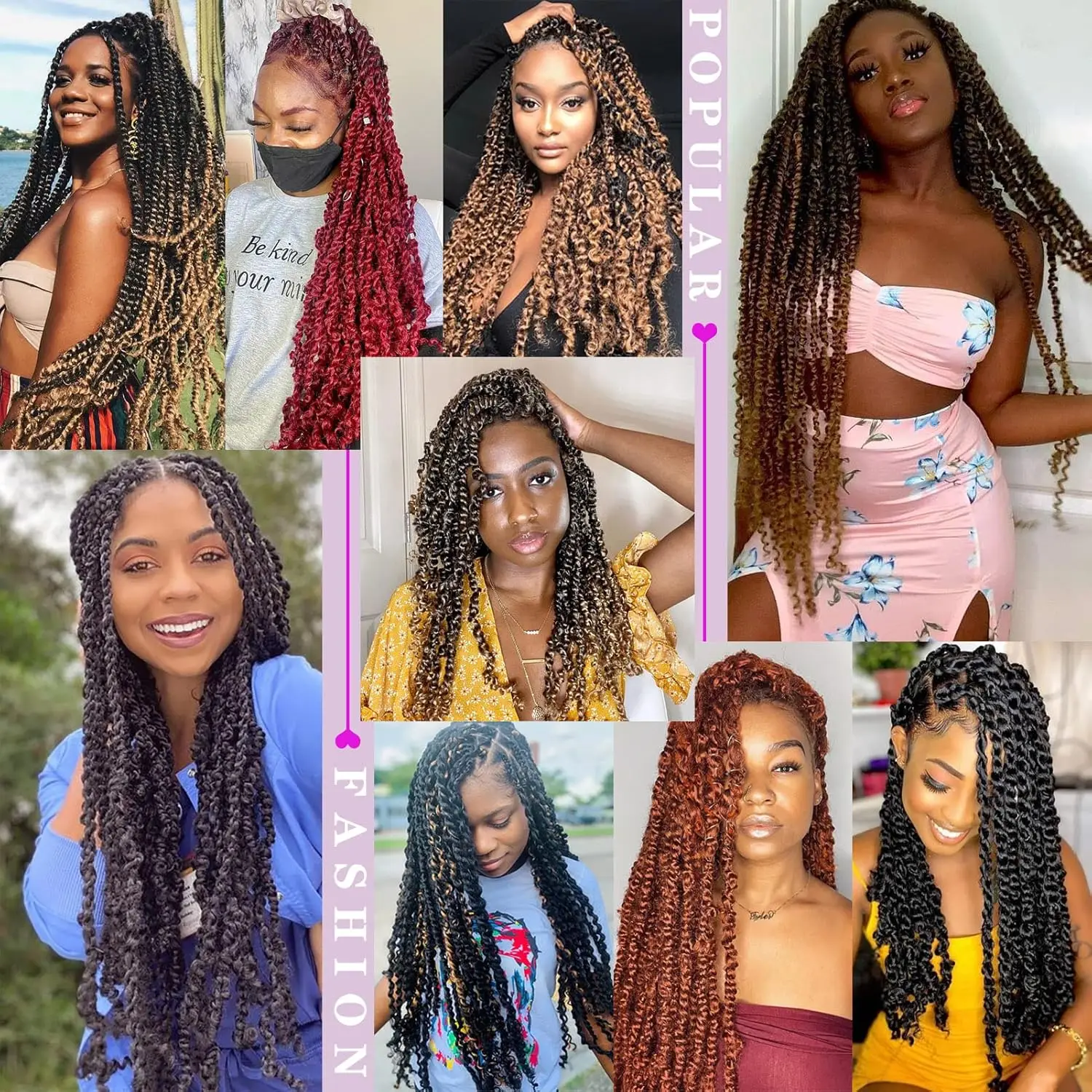 Passion Twist Crochet Hair 14/22Inch 1/3/7 Pack Water Wave Crochet Hair for Black Women-Long Synthetic Braiding Hair Extensions 6