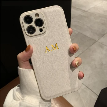 Personalized Phone Case For iPhone 17 16 15 14 13 12 11 Pro Max Plus 17Air Luxury PU Leather Customized Initials Name Gift Cover 1