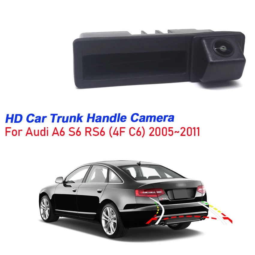 Ccd Hd Fisheye Telecamera Per Retromarcia Per Audi A6 S6 Rs6 (4F C6) 2005 ~ 2010 2011 Maniglia Per Bagagliaio Dell'Auto Monitor Di Parcheggio Inverso 