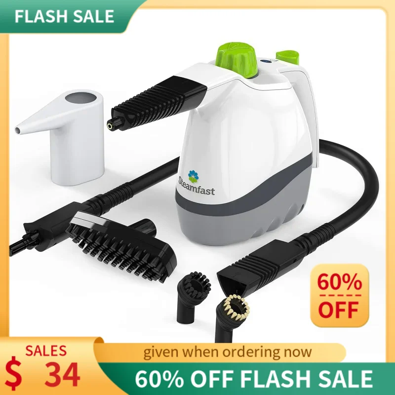 

Steamfast SF-210 Handheld Steam Cleaner with 6 Accessories Included to Remove Dirt, Grime, Grease, White