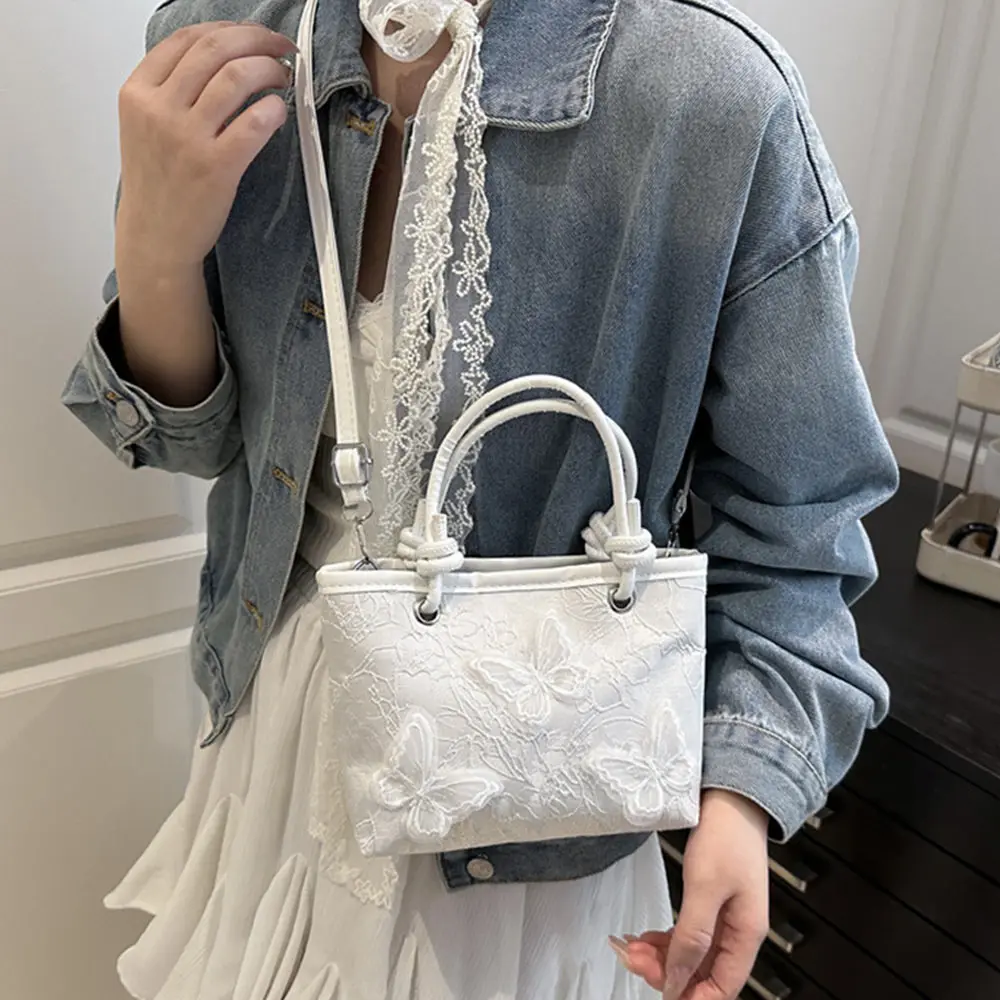 Creative Lace Shoulder Bags Elegant Handbags Embroidery Simple Tote Bag Women