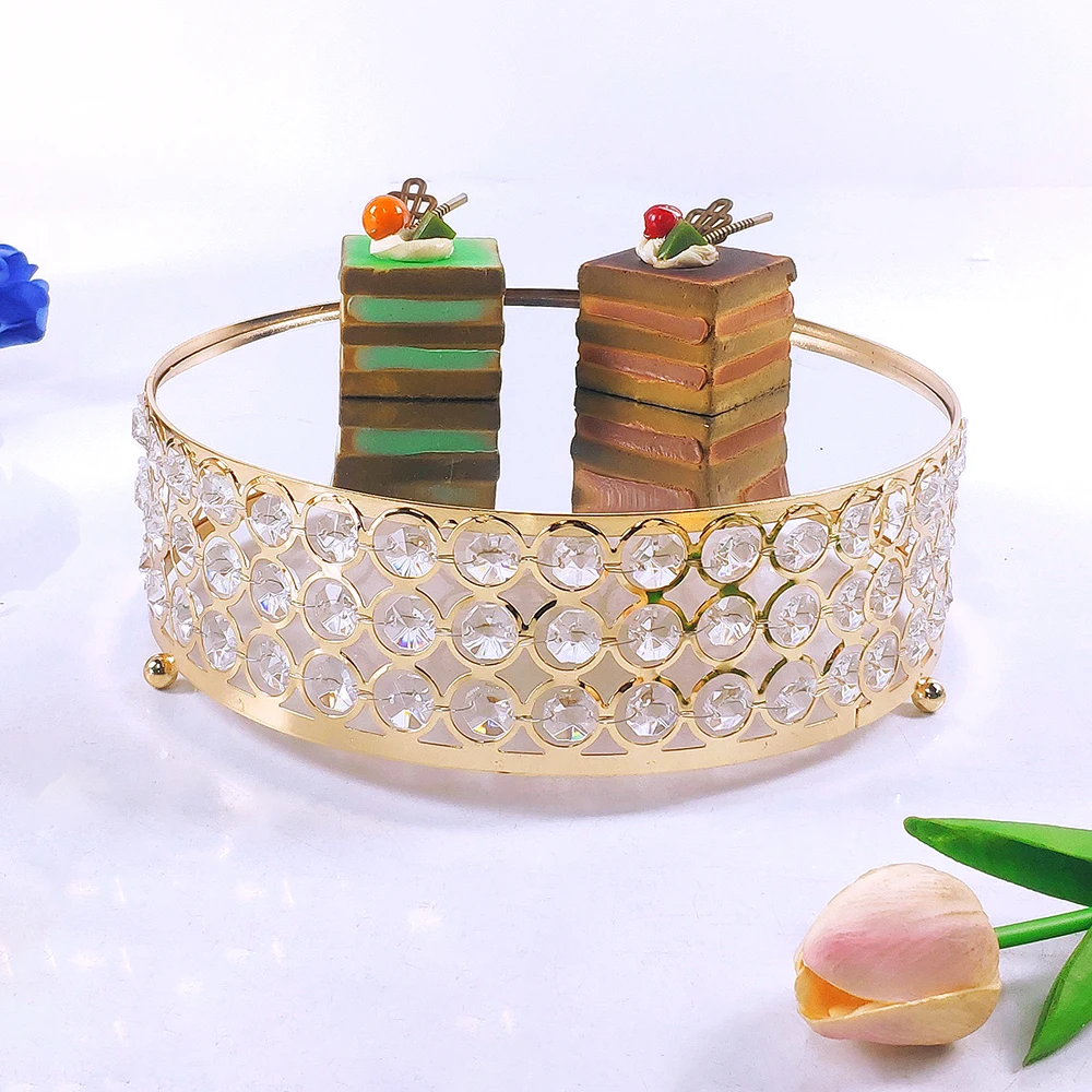 1pc Gold Mirror Metal Cake Stand Round Cupcake Wedding Birthday Party Dessert Pedestal Display Plate Home Decor