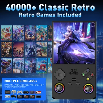 V40 MAX Console di gioco portatile retrò Schermo IPS da 4 pollici Batteria da 4000 mAh Archiviazione da 256 GB 40.000+ Giochi precaricati Joystick RGB