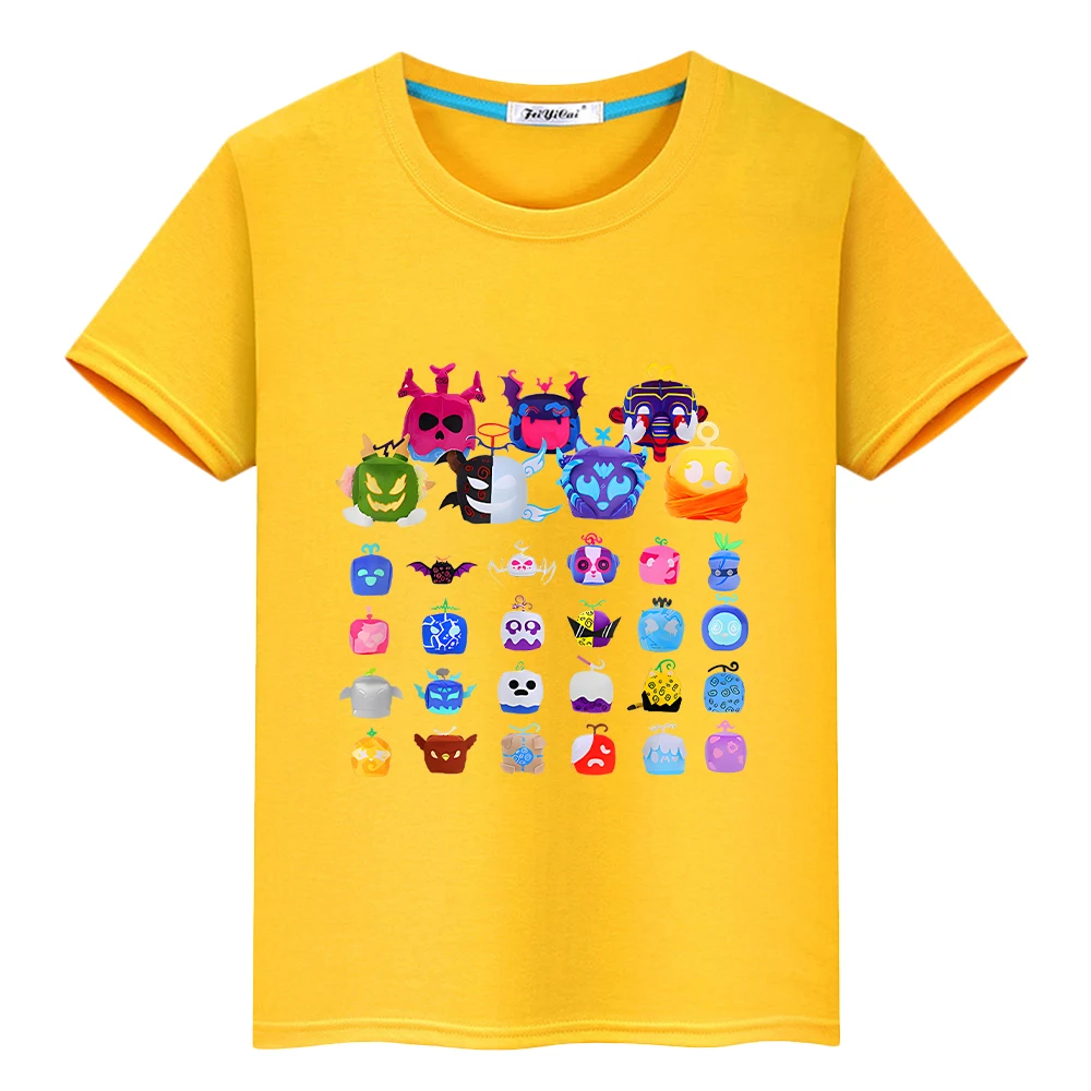 Blox Fruits New Game t shirt for kids boy 10years 100%Cotton Short Tops y2k one piece anime Tees pride tshirt kids clothes girls 5