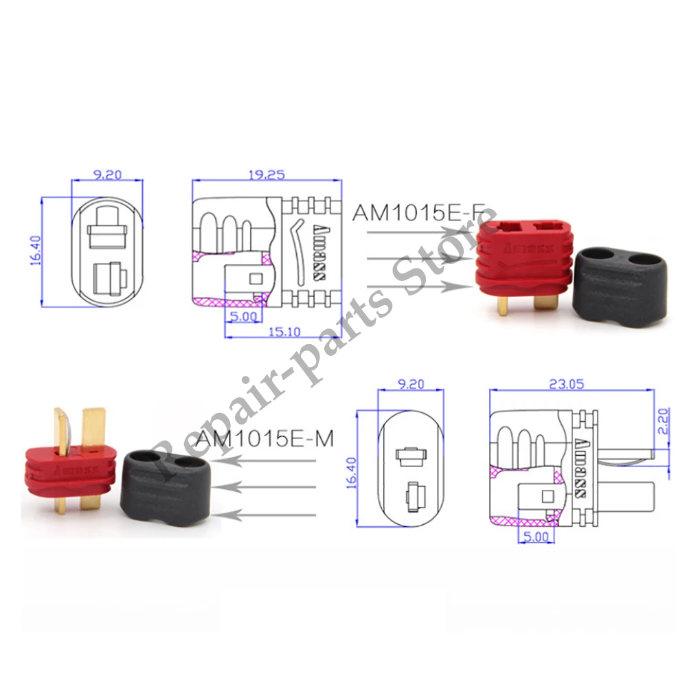 Lot De 4 Paires Connecteurs T-Dean - Dorés Haute Tension Pour Batteries Lipo
