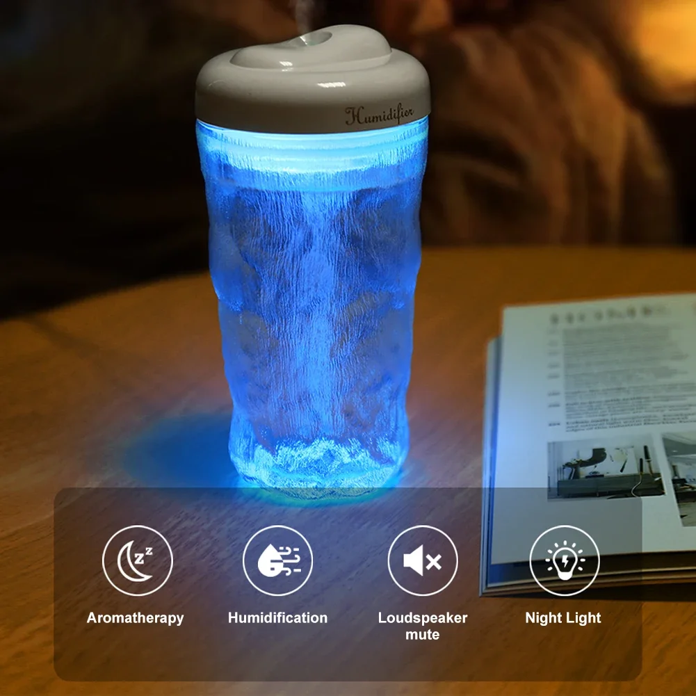 380ML Car Humidifier Air Purifier Low Noise Air Humidifier with Atmosphere Light USB Power Aroma Diffuser for Car Bedroom Office