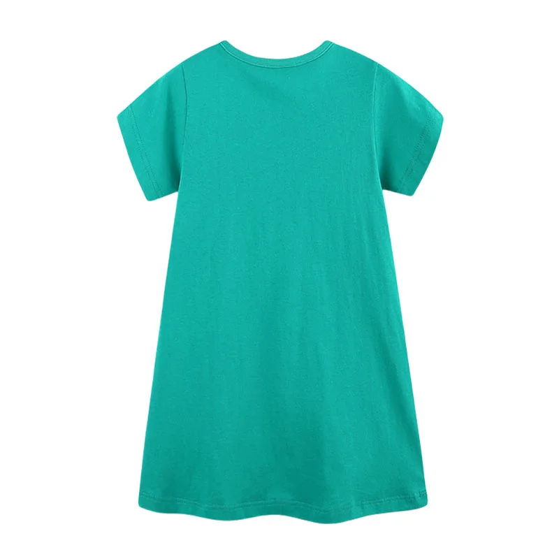 Jumping Meters 2-7T Fashion Girls Dresses Dog Summer Short Sleeve Animals Applique Fashion Cute Children Clothes